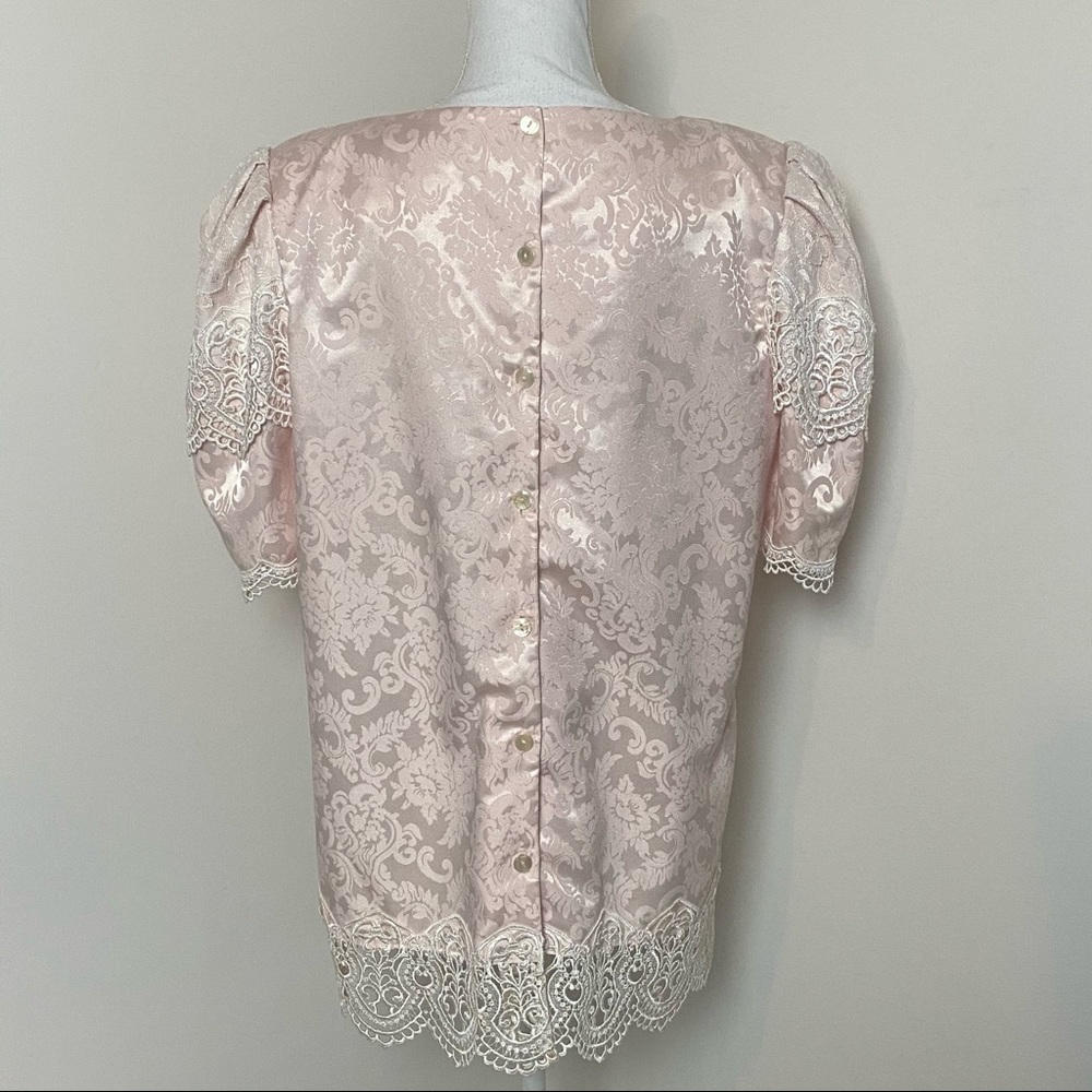Scott McClintock Vintage Top Plus Size Victorian Puff Sleeve Pink Lace Top - Picture 10 of 14